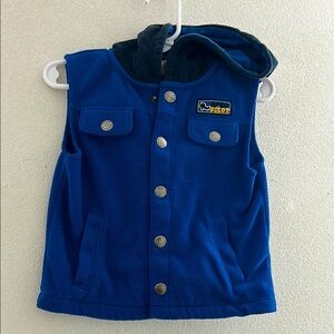 🌺 Vintage Kids Headquarters Blue Fleece Vest. Junior pilot patch on front. 12m